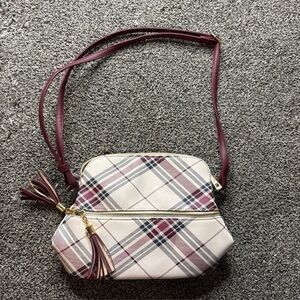 Unbranded 8”x11” Plaid Pattern Faux Leather Purse 5 Compartment